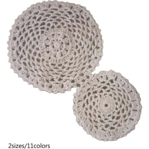 HOT Crochet table place mat cloth lace cotton placemat Cup mug round Christmas tea coffee coaster doily dining glass pad kitchen