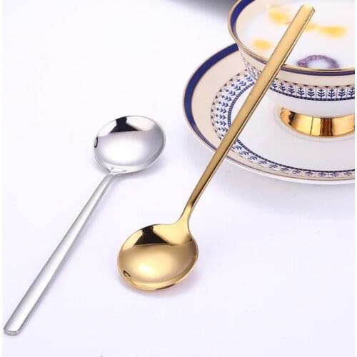Stainless steel spoon household round Creative dessert coffee stirring spoons Feeding Dinnerware Kitchen SN3911