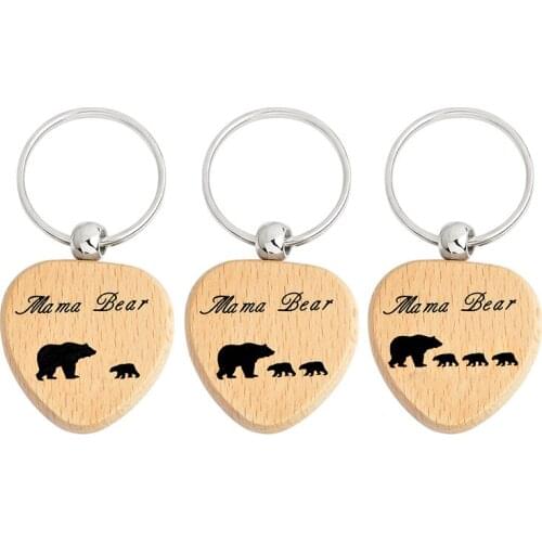 Mama Bear Keychain Wood 1-3 Bear baby Key Chains Fashion Animal Love Keyring For Mother Mom Children Kids Family Jewelry Gift
