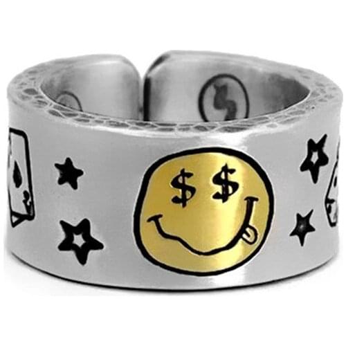Miuoxion Retro Money With Eyes Smiley Ring Fashion Personality Punk Party Jewelry For Women Feature Namour Charm Gift All Season