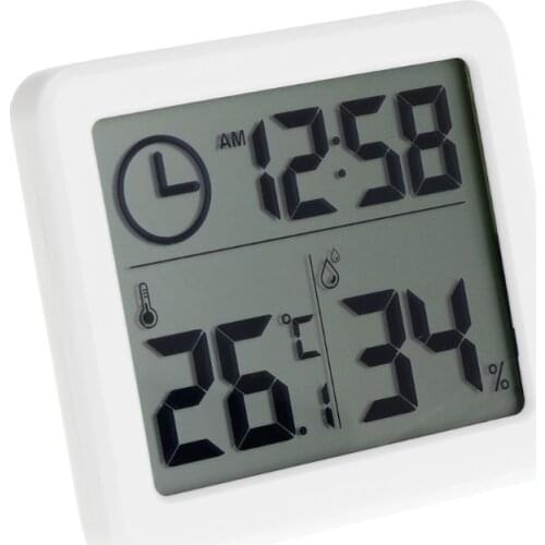 Multifunction Thermometer Hygrometer Automatic Electronic Temperature Humidity Monitor Clock 3.2inch Large LCD Screen