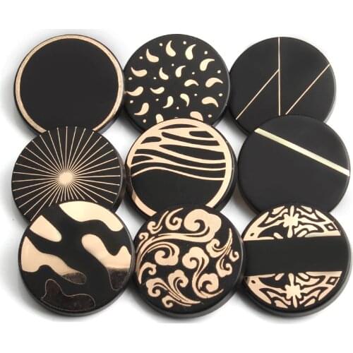 Fashion Classic Black Metal Shank Buttons Decorative Round Gold Button for Shirt Overcoat Men Suit DIY Sewing Accessories 6pc