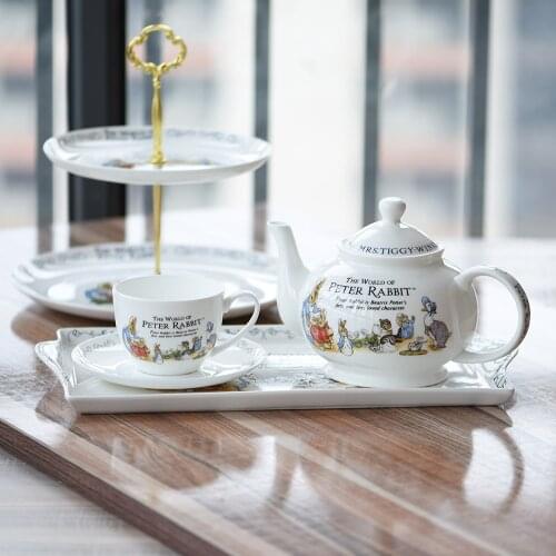 Cartoon Rabbit teapot ceramic tableware Dinner Plates Bone China dishes and plates coffee tea set sugar pot