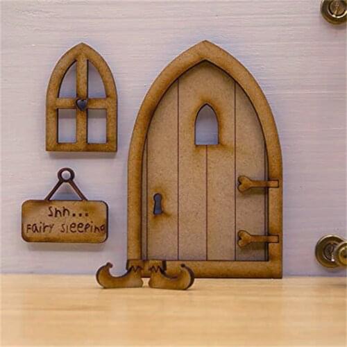 3D DIY Door Decoration Wooden Door Craft Kit Micro Gardening Simulation Door Cute Creative Mini Door Xmas Supplies10x6.5CM