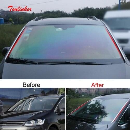 Tonlinker Exterior Front windshield Beside Cover Sticker for Volkswagen Sharan 2014-19 Car Styling 2 PCS Stainless steel Sticker