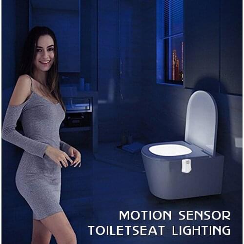 PIR Motion Sensor Toilet Seat Light 8 Colors AAA Battery Powered Smart Lamp For Toilet Bowl WC Toilet Seat Lighting
