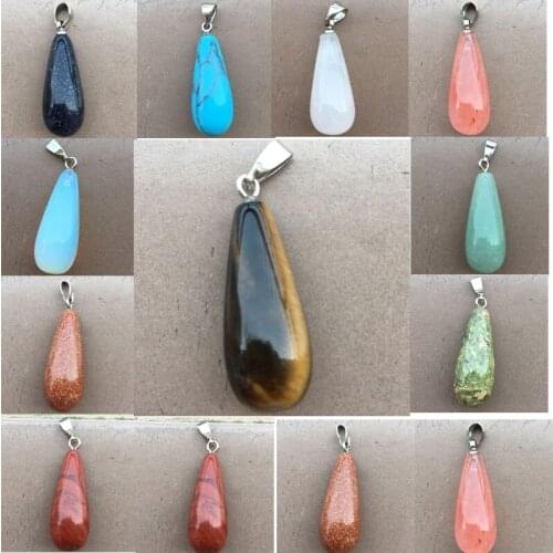 Opal Tiger Eye Blue Sand Aventurine Cherry Quartz Unikate Crystal Howlite Water Drop Pendant Bead WB828