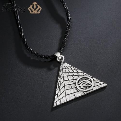 QIMING Egyptian Eye Of Horus Amulet Pendant Necklace For Women Evil Eyes Egyptian Pyramids Men Necklace Viking Jewelry
