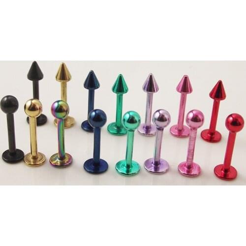 SaYao 2Piece Free Shipping Fashion Lip Ring Spike Ball Labret Ring body Jewelry Colorful Labret Body Piercing Jewelry