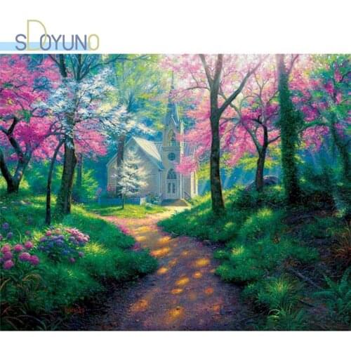 SDOYUNO DIY Painting By Numbers 60X75cm Landscape Oil Paint By Numbers Frameless Digital Hand Painting On Canvas Home Decor
