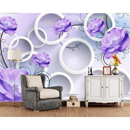 Papel de parede purple rose circles 3d modern wallpaper murals for the living room TV sofa wall bedroom kitchen restaurant cafe