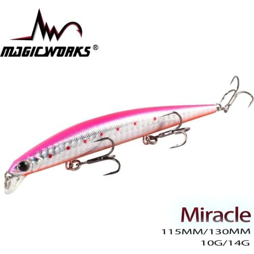 MAGIC WORKS Floating Minnow 115mm/10g, 130mm/14g Saltwater Fishing Lure Wobbler Hard Bait Artificial Bait Sea Fishing Tackle