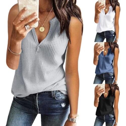 Summer Female Knitted Tank Tops Sexy Deep V-neck T-Shirt Vest Women Sleeveless Elasticity Sweater Solid Casual