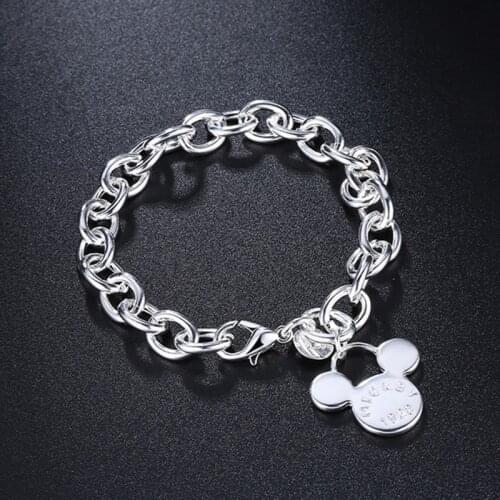 New 925 Silver Cute Mickey Charm Bracelet Jewelry Bracelets For Women Girl Fashion Gifts