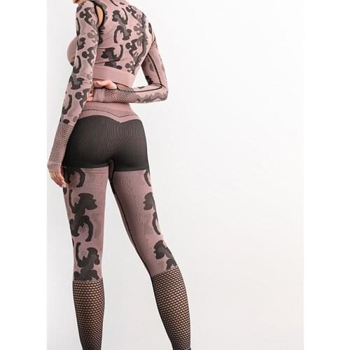 2pcs Female Yoga Set Seamless High Waist Leggings Lace Mesh Sexy Hot Tracksuit Workout Clothes for Women Fitness Sport Gym Suit