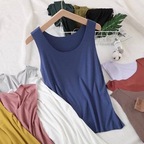 Women 2021 Spring Autumn Fashion Solid Color Bottoming Vest Tops Female O-neck Vest Tops Ladies New Slim Sleeveless Tops D893
