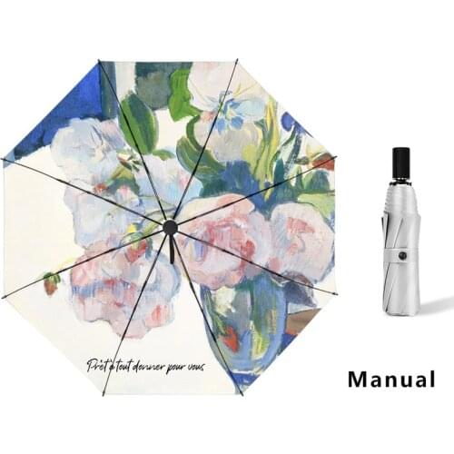 Rose Titanium Silver Automatic Umbrella Rain Women Anti Uv Travel Folding Sun Umbrellas Rainproof Windproof Parasol