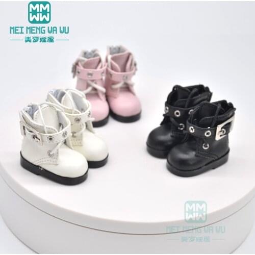 1/6 BJD shoes High-quality high-top leather boots black, white, pink for YOSD MYOU BJD doll accessories