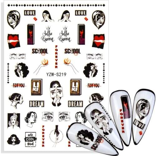 1Pcs 3D Nail Stickers Abstract Line Pattern Evil Eye Design Nail Sliders DIY Self Adhesive Sticker Tips Nail Art Decoration