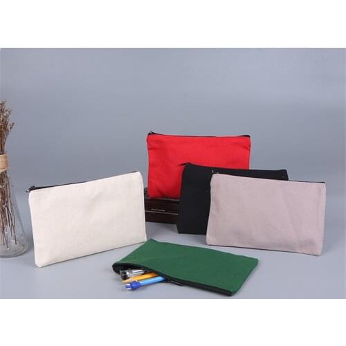 100Pcs 21x13cm Canvas Makeup Bags Zipper Pouch Bags Pencil Case Blank DIY Craft Bags Cosmetic Pouch for Travel DIY Craft School