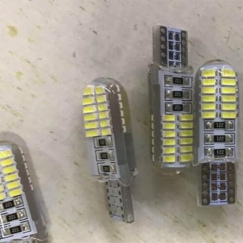 100pcs/lot T10 24SMD W5W 3014 LED Wedge Sinicone Light Bulb White High Lumen Strobe Flash