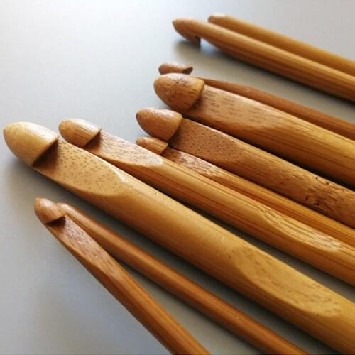 12Pcs Wood Bamboo Knitting Needles For Yarn Sweater DIY Crafts Weaving Crochet Hooks Tool