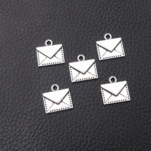 20pcs/lot Silver Plated Envelope Charm Metal Pendants DIY Necklaces Bracelets Jewelry Handicraft Accessories 16*15mm P566