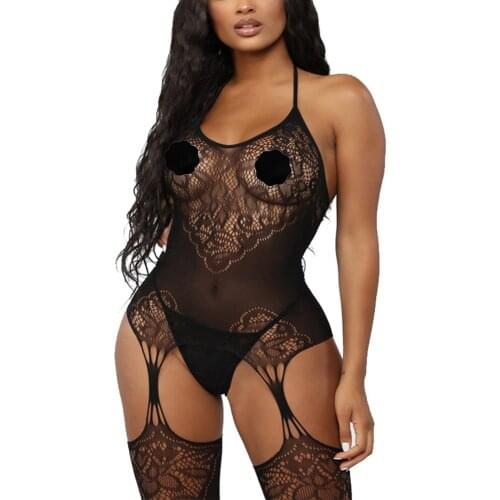 2020 Bodystocking Fishnet Sheer Mesh Bodysuit Sexy Leotard Sex Clothes Open Crotch Mesh Lingerie Erotic Hot Stocking on The Body