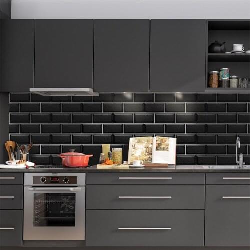 20x10cm PVC terrazzo black long brick kitchen waterproof and oil resistant self-adhesive wall tile ceramic wallpaper furniture