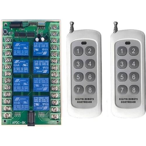500m DC 2V 24V 8CH 8 CH Wireless Remote Control LED Light Switch Relay Output Radio RF Transmitter And 315/433 MHz Receiver