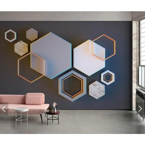 3D Abstract Geometric Hexagon Wall Mural Chinese Photo Wallpaper Murals Wall Art Painting Papel De Parede Wall Paper 3d