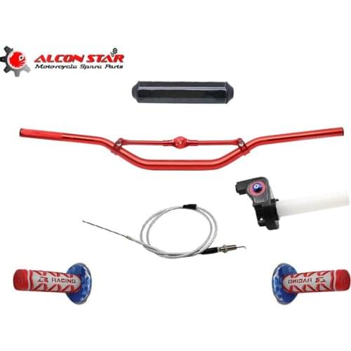 Alconstar- 1-1/8" Handle Bar+Pads+Handle Grips+Throttle Grips+Throttle Cable Pit Pro Racing Dirt Pit Bike For Honda CRF230 CBR