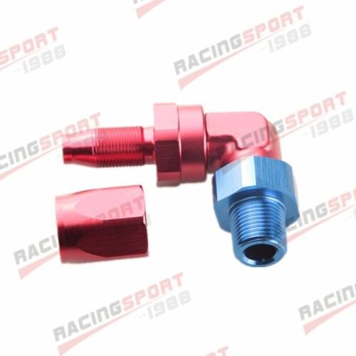 AN-6 AN6 To 3/8" NPT 90 Degree Swivel Hose End Fitting Adaptor Red/Blue