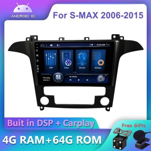 Bosion Android 10.0 DSP CarPlay Car DVD Radio Multimedia Player For Ford S-MAX S MAX 1 2006-2015 2 din GPS Navigation DSP IPS