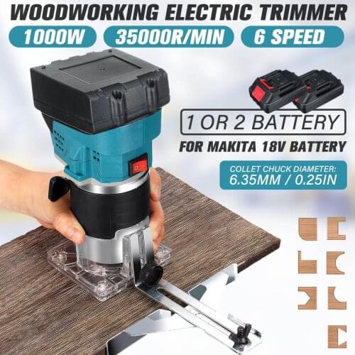 1000W 35000rpm Cordless Electric Trimmer with 1/2 Li-Battery Brushless Wood Milling Cutter Woodworking Tools For Makita Battery