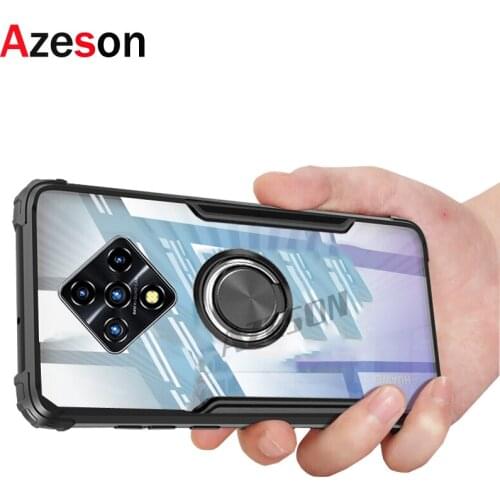 Azeson Case For Infinix Zero 8 8i Shockproof Slim Clear with Ring Hybrid Crystal Acrylic Soft Frame Cover for Infinix 8i 8