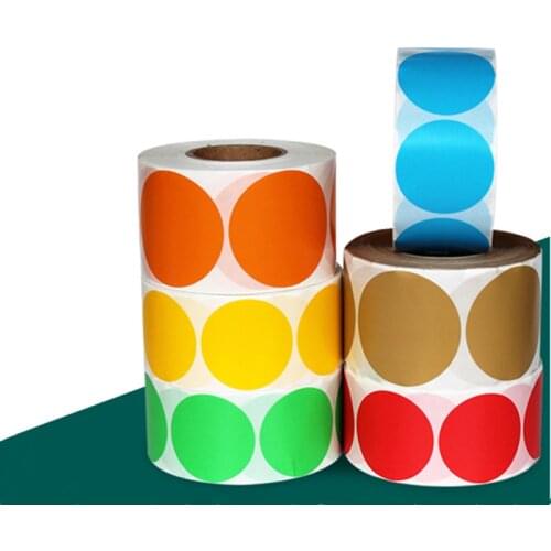 CX product price barcode QR code Round sticker 20 -100 mm diameter red yellow blue green color thermal printer circular label