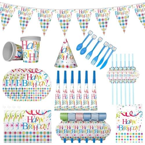 Birthday Party Theme Disposable Tableware Set Paper Cups Plates Napkin Tablecloth Baby Shower Birthday Decorations Supplies