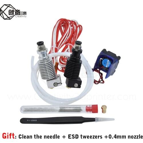 Creativity E3D V6 hotend Kit 3D Printer Parts Remote extruder 1.75/0.4mm Nozzle 12V/24V j-head with Cooling Fan PTFE tube