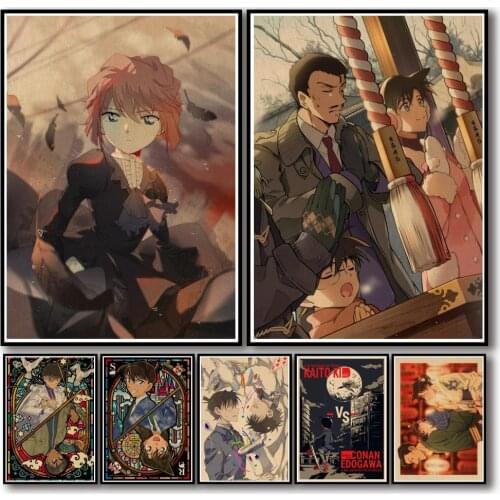 Detective Conan Anime Posters Retro Poster Canvas Painting Wall Poster Wall Art Home Decor Photos for Childrens Room Decoration