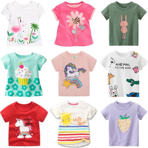 Kids Girls T-Shirt Summer Unicorn Cartoon Printing Baby Toddler Children Tops Clothes