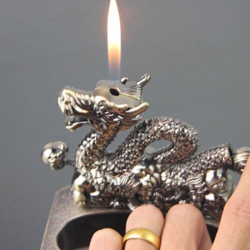Dragon Cenicero ashtray with replaceable cartridge gas lighter smoking accessory interior decoration creative ashtray