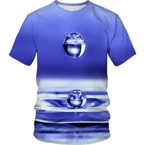 Dynamic HD Water Drop Ice Cube 3D Anime Graphic T-shirt Electronic Cigarette Mens Summer Large Size Loose O-neck Short Sleeve