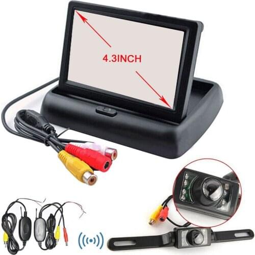 Hot !! HD 4.3" Color Tft Car Monitor + CCD 7 LEDs IR Car Europea License plate Back up Night Vision Camera Parking Camera