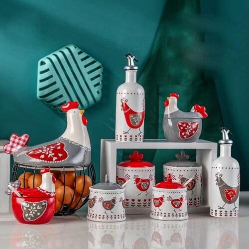 Kitchen Storage Jar Container Ceramics Spice Jar Creative Cute Animal Shape Spice Bottle Sealed Jar Home Decoration Organizer