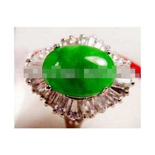 Hot sell Natural Green Natural stone Chrysoprase Ring Size:7 8 9 Bridal jewelry