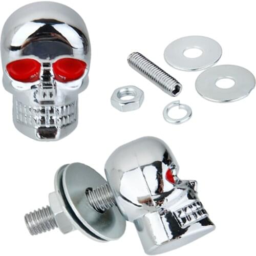 Motorcyle 10pcs Plastic & Steel Skull License Plate Frame Bolts Screws Caps Fastener Fit Any 6mm Bolts Motor Universal Nut