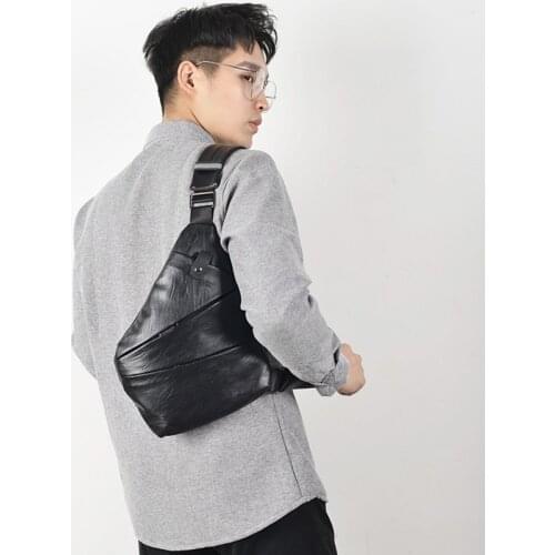 Soft Leather Men Messenger Chest Bag Holder Travel Vintage Fino Tactical Sling Bag Security Waist Cross Body Bag For Men 2021