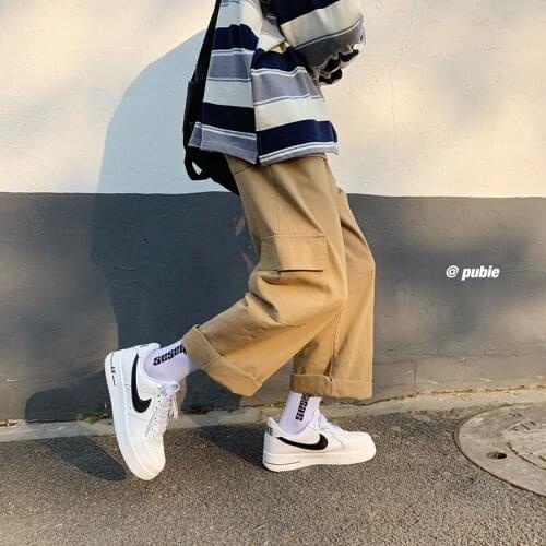 2020 Mens Loose Zipper Decorate Cargo Casual Pants Overalls Streetwear Haren Pants Baggy Solid Color Trousers Plus Size M-2XL