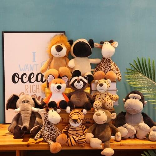 1pc 35cm Stuffed Animals Plush Toy Elephant Zebra Giraffe Fox Lion Tiger Monkey Dog Kawaii Plush Animal Toy for ChildrenS Gift